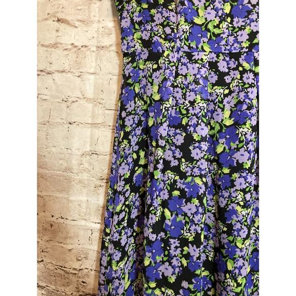Rabbit Babydoll Dress Womens 8 Purple Floral Short Sleeve Flowy Fit & Flare - Picture 7 of 15